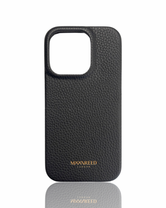 Leather iPhone 12 case personalised with gold initials